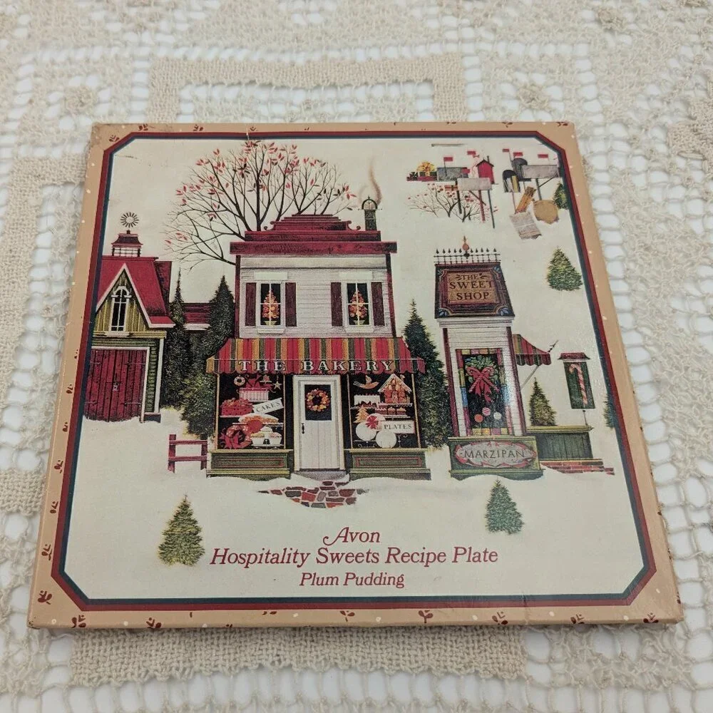 Vintage 1982 Avon Hospitality Sweets Recipe Plate - Plum Pudding Tin Tray